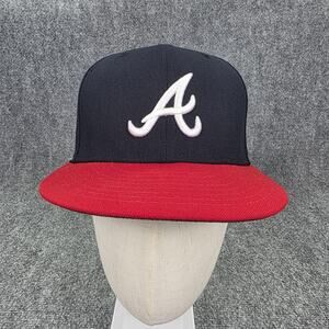 Atlanta Braves Hat Cap Mens Fitted 7 1/8 Blue Red MLB Baseball New Era On-Field